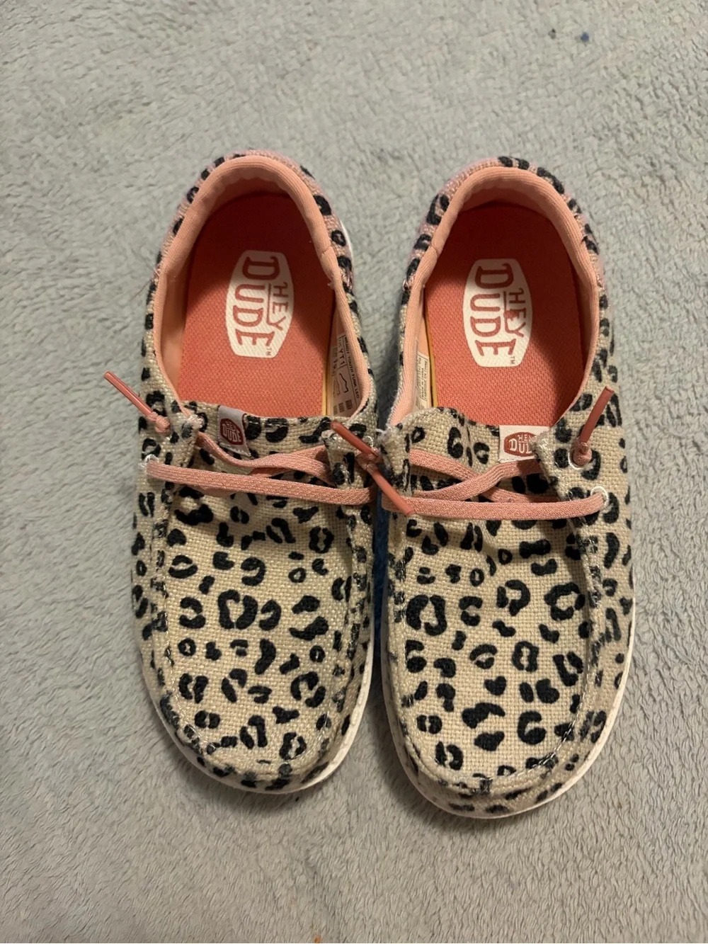 Hey Dude Kids' Leopard Print Slip-On Sneakers with Pink Accents